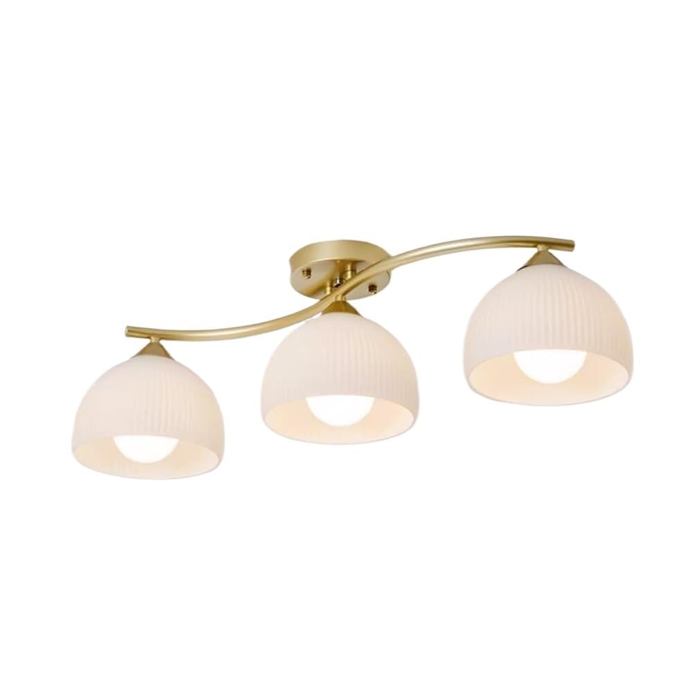 Plafonnier de salle de bain chic doré à 3 lumières au design linéaire