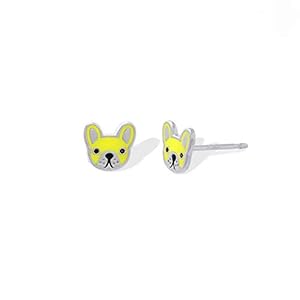 Boma Jewelry Sterling Silver Yellow Dog Stud Earrings