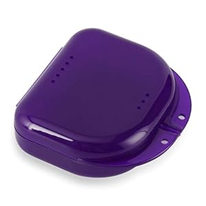 Dental Mouth Guard case Orthodontic Retainer Cases Container with Vent Holes, Denture Holder Clear Aligner Box for Household|Office|Travel – Dark Purple