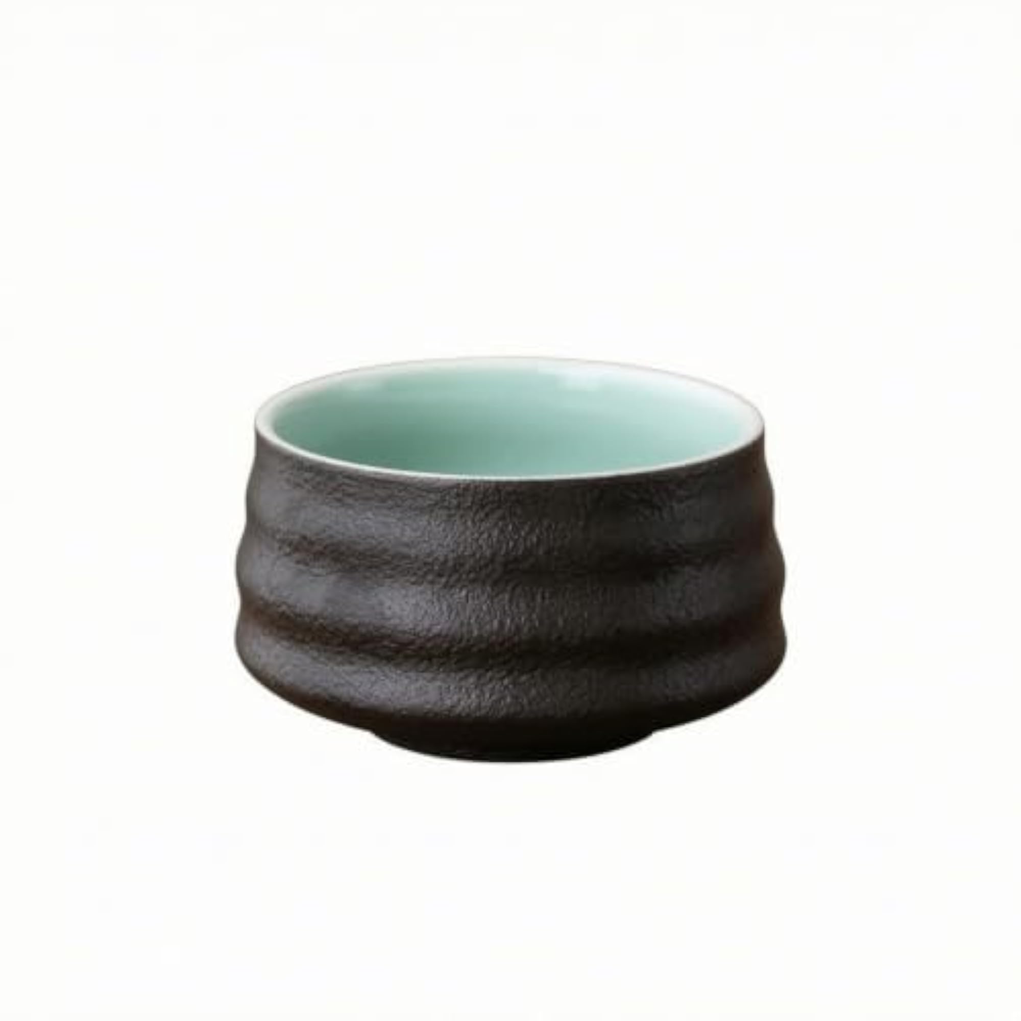 Traditional Shallow Matcha Tea Bowl, Black Pottery
