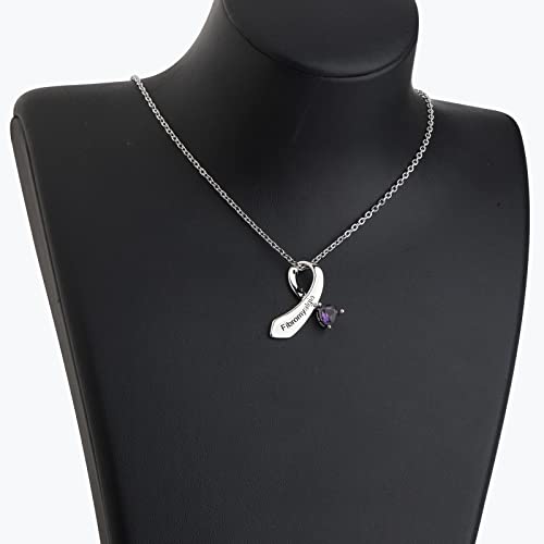 CENWA Fibromyalgia Disease Purple Ribbon Necklace Fibromyalgia Awareness Gift Purple Awareness Jewelry3