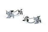 Largentolab Double Pinwheel earrings Titanium, double piercing studs hypoallergenic, minimal posts titanium, double earrings silver, playful earrings