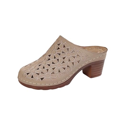 Mules fermées à bout rond et motif floral pour vos flâneries estivales