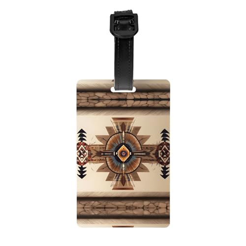 Etiqueta de equipaje extraíble de pintura nativa americana, 8,4 x 5,3 cm para maletines, mochilas para niños, bolsas de deporte y bolsas de golf