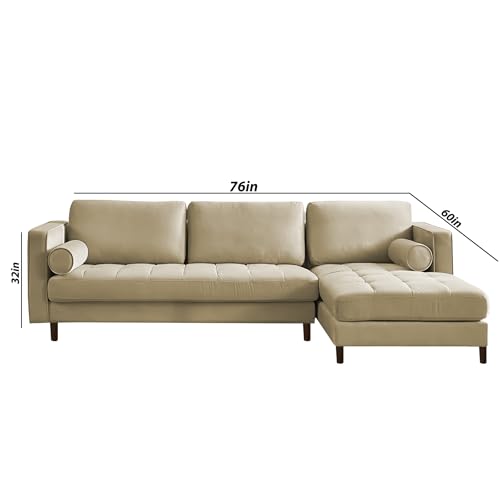 Image of Lezra RHS 4 Seater L Shape Sofa Set for Living Room (Cream Fabric) Premium Fabric Sofa