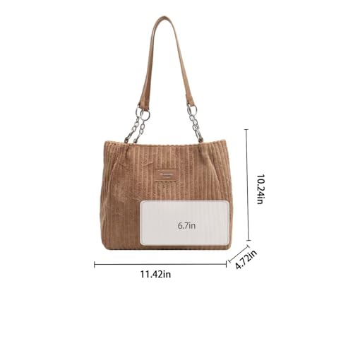 Bolso Tote grande de pana a rayas para mujer miniatura 4