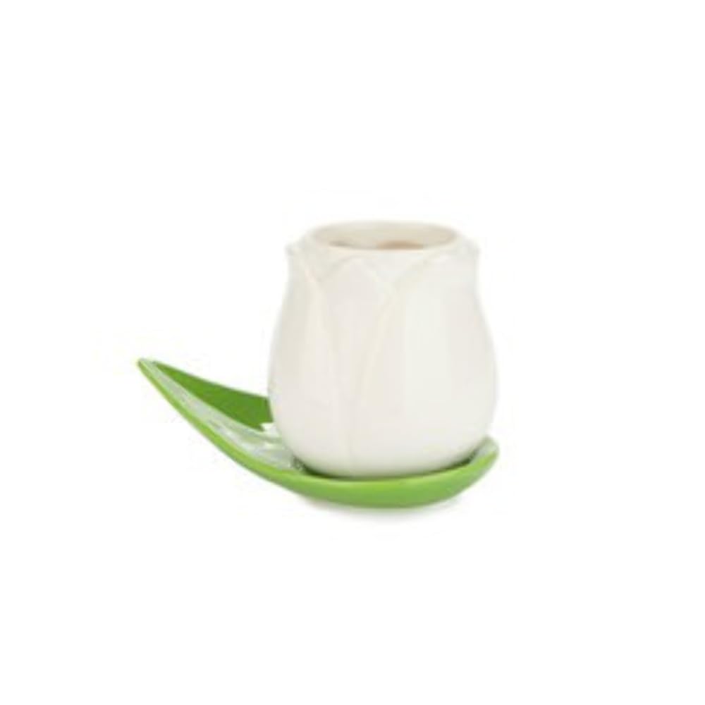 Balvi Set Tazas café Tulip Color Blanco/Amarillo/naraja/Rosa 4 Tazas con Forma de tulipán y 4 Platos