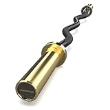 E.T.ENERGIC Barra olímpica EZ de 47 pulgadas, capacidad de 500 libras, barra de acero adecuada para placas de barra de 2 pulgadas, manga negra, eje dorado
