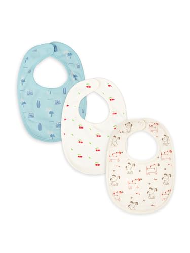 Image of Kidbea Organic Cotton Baby Bib, Adjustable Snap Closure Soft Absorbent Feeding Bibs Apron for Newborns & Infants Child With Cute Prints | Reusable Baby Essential