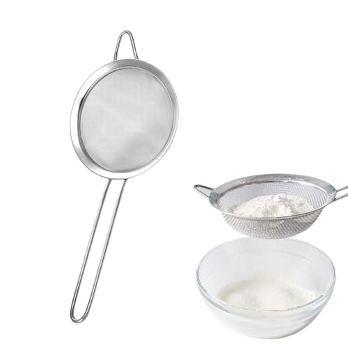 粉ふるい ふるい こし器 ストレーナー ざる 小麦粉 製菓 裏ごし 水切り ステンレス製 細かいメッシュ 小麦粉ふるい キッチン用品 取っ手付き