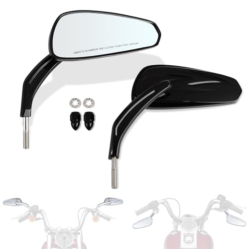 FOVPLUE Handlebar Mount Mirrors Motorcycle Rearview mirrors for 1982-2025 Harley Models for CVO Dyna Touring Electra Glide Road Glide Road King Softail Street Glide Sportster 1200 883 Gloss Black
