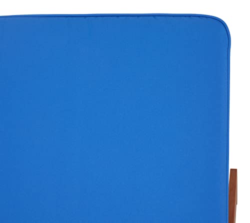 Image of SAFAVIEH Outdoor Collection Newport Natural / Royal Blue Cushion Built-in Side Table Adjustable Chaise Lounge Chair