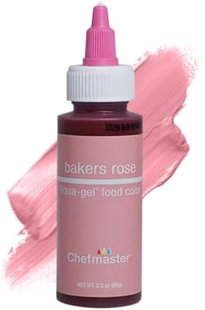 Chefmaster Bakers Rose Liqua-Gel® Food Coloring | Vibrant Color | Professional-Grade Dye for Icing, Frosting, Fondant | Baking & Decorating | Fade-Resistant | Easy-to-Use | Made in USA | 2.3 oz