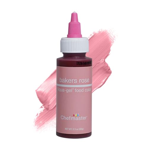 Image of Chefmaster Bakers Rose Liqua-Gel Food Coloring | Vibrant Color | Professional-Grade Dye for Icing, Frosting, Fondant | Baking & Decorating | Fade-Resistant | Easy-to-Use | Made in USA | 2.3 oz