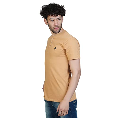 Image of ALMO Henley Tshirts for Men Stylish Fresco 100% BCI Cotton Slub Anti-Bacterial Regular Fit Neck Solid T-Shirts (Pack of 2)