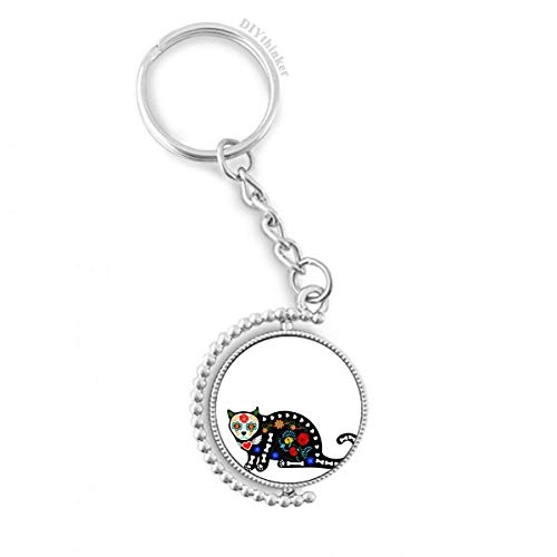 Anillo de la cadena para titular de la clave de Halloween con gato negro y terror