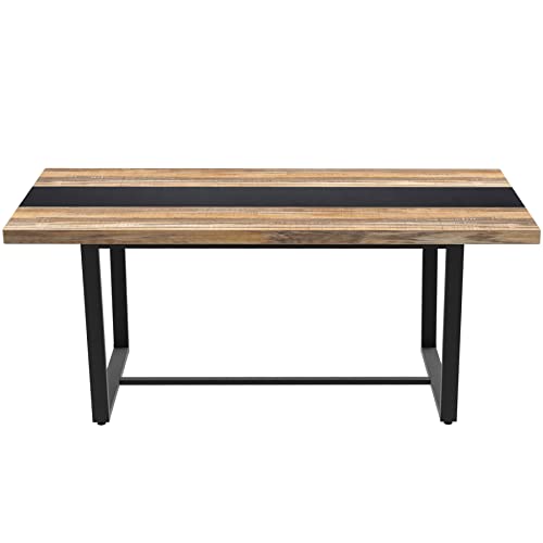 STHOUYN-71-6ft-Large-Dinner-Table-for-6-8-Seat-Dining-Room-Table-Rectangular-Farmhouse-Modern-Kitchen-Long-Black-Brown-Industrial-Conference-Brown STHOUYN 71 6ft Large Dinner Table for 6 8 Seat Dining Room Table Rectangular Farmhouse Modern Kitchen Long Black Brown Industrial Conference Brown