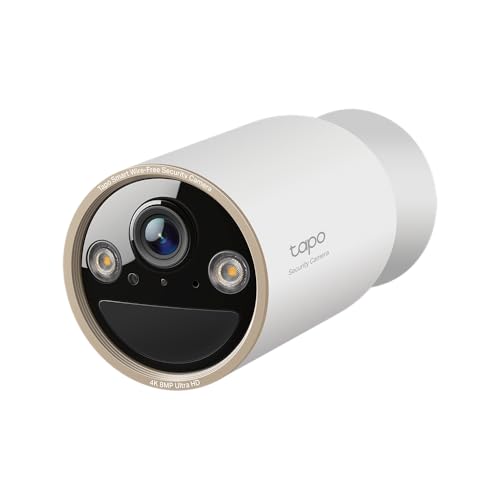 Tapo Cámara de Seguridad para Exteriores 4K 8MP alimentada por batería, monitoreo Continuo 24/7 con detecciones de IA gratuitas, visión Nocturna a Color Starlight, Audio bidireccional, Funciona con