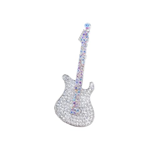 Image of Cute Guitar Rhinestones Brooches Pin Unique Colorful Crystal Enamel Brooch for Party Dance Banquet Women Men Fashion Dainty Lapel Pins Suit Shirt Ceremony Clothes Accessories Decor