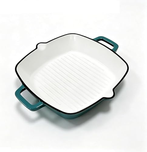 Puresaoon Enameled Cast Iron Square Grill Pan, 10-inch