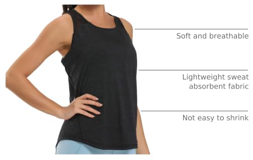 Image of Aeuui Womens Workout Tops for Women Racerback Tank Tops | Sleeveless, Crew Neck, Mesh Back, Lightweight, Breathable, Stretchy, Soft, Moisture Wicking, Yoga Athletic Running Gym Shirts