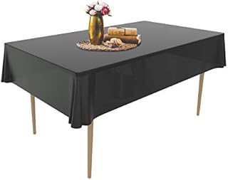 [12 Pack]Puricon Disposable Plastic Tablecloths Cover 54 x 108 Inch Premium Rectangle Table Cover Black