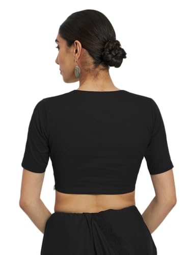 Image of Thevasa Women's Everyday Divine Depth V Neck Half Sleeves Blouse