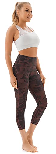Joyspels Workout Leggings For Women High Waisted Capri Leggings With Pockets Yoga Pants Tummy Control Athletic Spandex Cropped Gym Leggings, Brown Camo Xs #TOP6