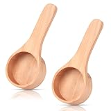 HANSGO 2PCS Coffee Scoop, 4 Inch Wooden Coffee Tablespoon Measuring Scoops for Kitchen Tools Ground Beans or Tea and Soup Cooking Mixing Stirrer
