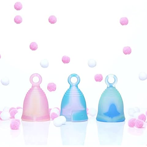 Peachlife 3 Pack Menstrual Cups with Ring Pull Stem | Mini Small | Soft, Medium Firm and Extra Firm Cover