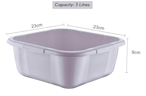 BH | 3L Plastic Washing up Bowl Basin - Small Size | 3 Litres | Square | GRAY | Multipurpose Washing Tub for Kitchen, Bathroom, and Household Use (1 PC) - By BEST HOUSE - Image 2