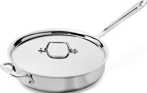 Image of All-Clad D3 Stainless Steel 3 Qt Saute Pan with Lid, Made in the USA
