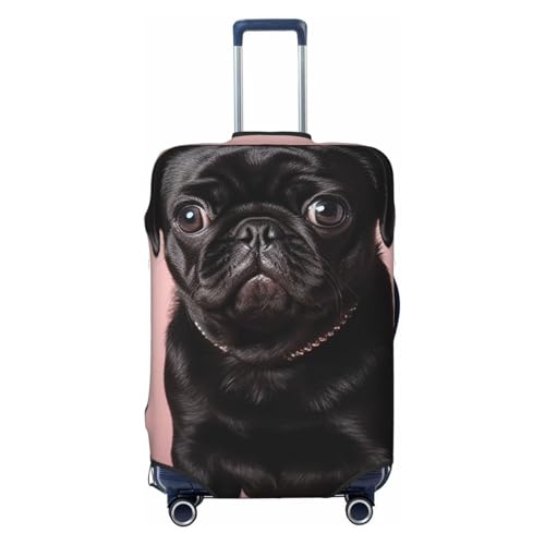 Travel Luggage Cover Suitcase Protector Elastic Washable Cute Black Pug Suitcase Cover Anti-scratch Spandex Baggage Covers Fits 18-32 Inch Luggage