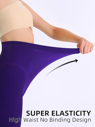 Image of Women's 80 Denier Semi Opaque Tights High Waist Soft Solid Color Footed Pantyhose