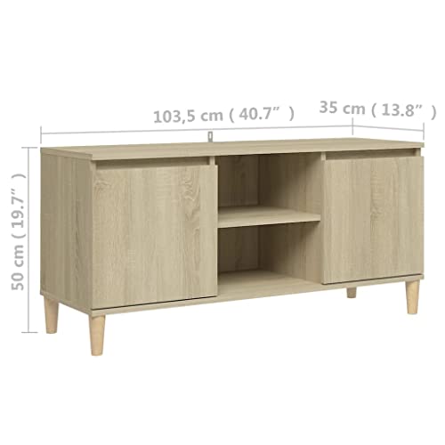 vidaXL Mueble de TV Patas Soporte Mobiliario Aparador Estante Salón Sala de Estar Dormitorio Decoración Roble Sonoma 103,5x35x50cm Madera Maciza - imagen 4