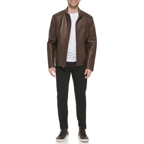 Cole Haan Men's Smooth Lamb Leather Moto Jacket