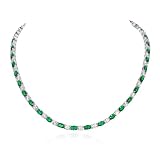 Diamond Treats Sterling Silver Tennis Necklace with Green Zirconia Stones, Emerald Green for Women & Teen Girls