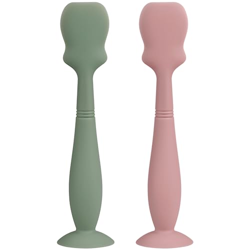 Image of Large Size Baby Diaper Cream Spatula Applicator Soft Silicone Baby Butt Paste Spatula （2Packs, Sage/Blush)