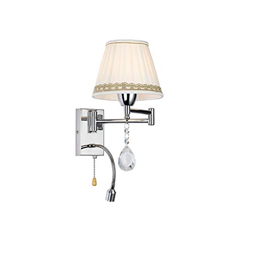 SACYSAC Lámpara de Pared Brazo de balancín Tejido de Cristal lámpara de Pared Dormitorio lámpara de Noche lámpara de Pasillo lámpara de Sala de Estar