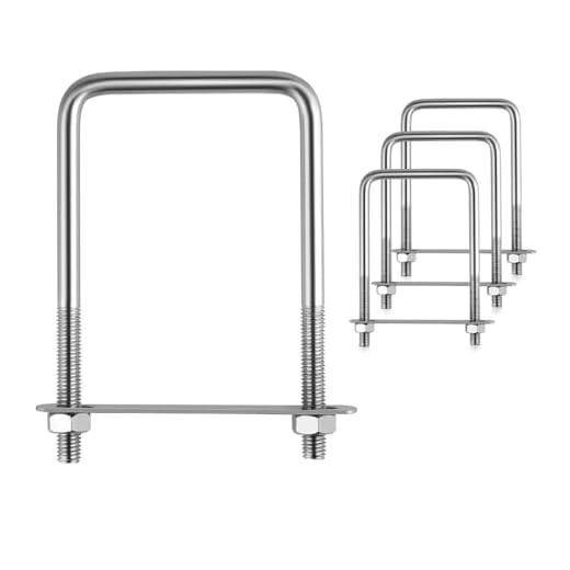 4 Stück Bügelschraube 80x150mm, M10 U Bügel mit Gewinde, Zurrbügel mit Mutter Rahmen und Gegenplatte, 304 Edelstahl U Bolzen Bügelschelle für Rohr Befestigung Autos Schiffen Reparatur Abschleppen