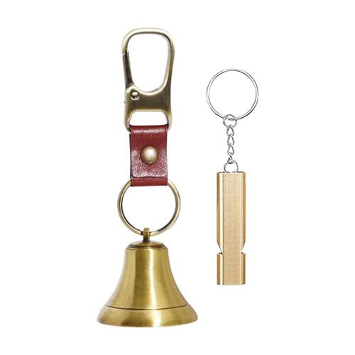 Campana para osos con silbato de metal portátil y mosquetón para alertas de fauna en montaña