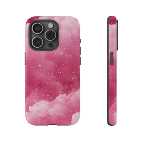 Coque rigide iPhone 15 Pro抗震 texture nuage rose pailleté
