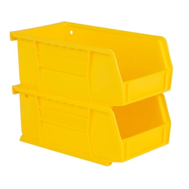 Hudson Exchange 7-1/2 x 4 x 3 Plastic Stackable Storage Bin and Hanging Container (Yellow, 1 Pack)
