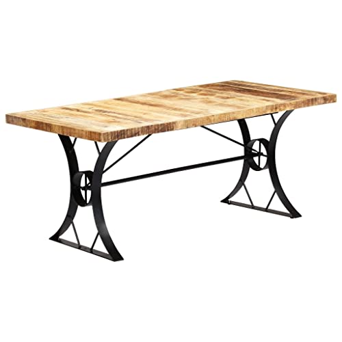 WEMYUFURN Mesa de comedor de 180 x 90 x 76 cm, mango de madera maciza, mesa para comidas, mesa de cocina, mesa de comedor para comedor y cocina
