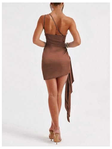 Image of GORGLITTER Women's Sexy Birthday Mini Dresses Asymmetrical Going Out Club Party Vegas Dinner One Shoulder Fringe Dress
