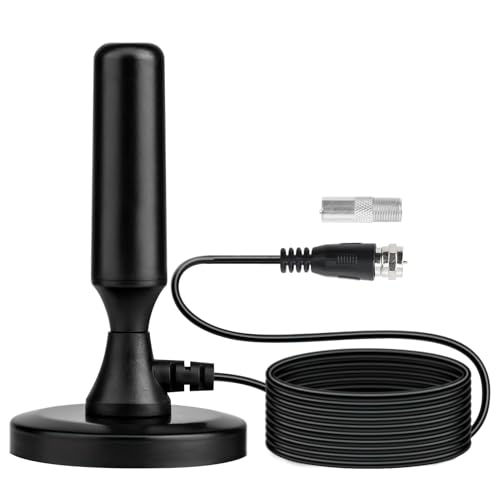 Indoor TV Aerial, TV Ariels Indoor Portable with Magnetic Base, 280+ Miles Long Range 360° Omni directional High Gain Digital Freeview Antenna 4K 1080P, Ideal for Home RV Caravan Marine (16.4ft)