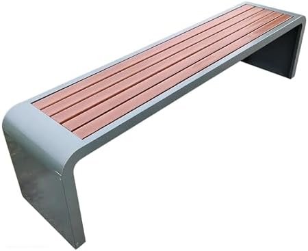 Stainless Steel Outdoor Bench - Modern Curved Design Garden Furniture, Weatherproof Metal Seating for Patio, Park, Backyard - 100x45x40cm (Silver)