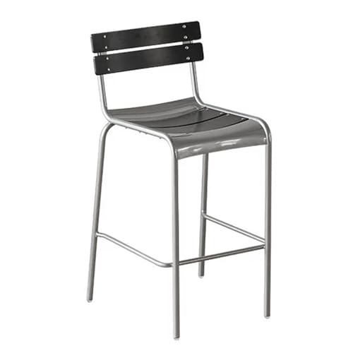 KaBuea Iron Bar Stools, PU Leather Upholstered Seat Metal Legs Chair with Backs For Kitchen Pub with Footrest Armless Dining(Black,65cm/25.6in)