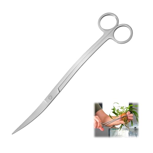 1 Pièce Ciseaux D'Aquarium Argentée, Ciseaux Ondulés, Outil D'Aquascaping, en Acier Inoxydable de Forme Incurvée 25 cm, pour La Taille Et L'Entretien des...