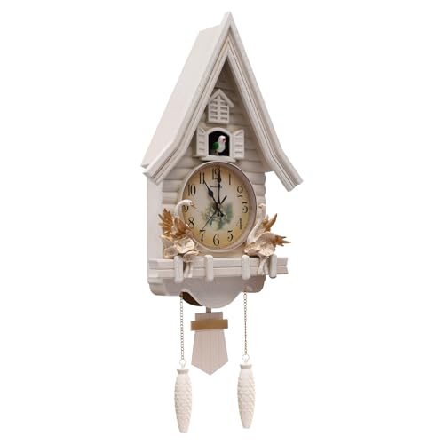 XUEMANSHOP Horloge à coucou, horloge murale avec pendule, volume réglable, fonctionnement silencieux, horloge murale pour salon, chambre à coucher, hôtels, bureaux